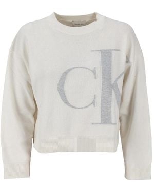Calvin Klein Round-Neck Knitwear - Blanc