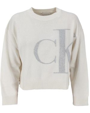 Calvin Klein Truien & Vesten ,Wit ,Trui Met Ronde Hals