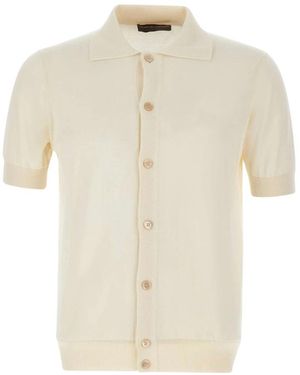 FILIPPO DE LAURENTIIS Korte Mouw Gebreide Shirt - Naturel