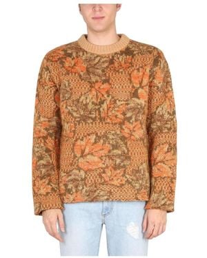 ERL Lurex Jacquard Raw Edges Strickpullover - Orange