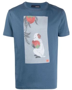 Lardini T-Shirt Met Print - Blauw