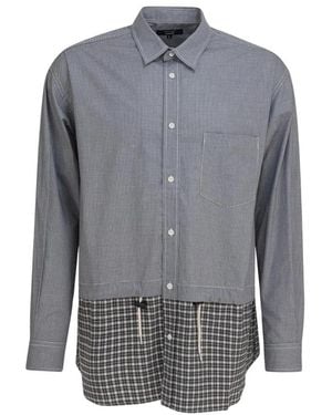 Comme des Garçons Gelaagde Geruite Overhemd - Grijs