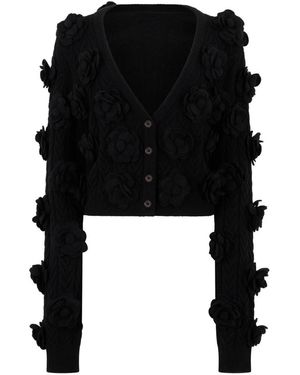 Philipp Plein Truien & Vesten ,Zwart ,Wol Cardigan Kort Roses
