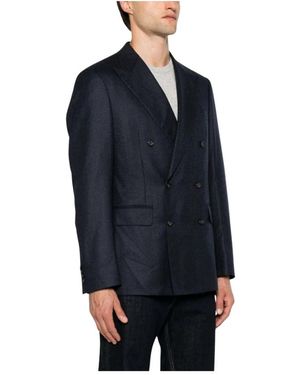 Canali Dubbelrijige Jas - Blauw