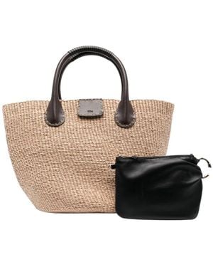 Chloé Palma Raffia Shopping Bag - Schwarz