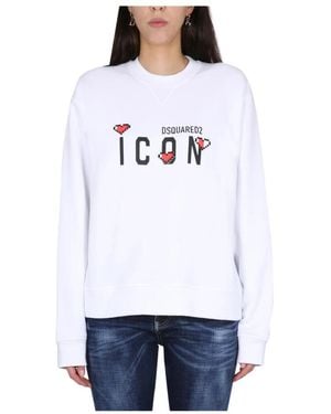 DSquared² Hoodies & Sweatvesten ,Wit ,Icon Game Lover Cool Fit