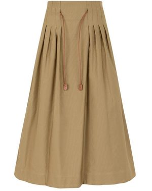 Max Mara Geplooide Katoenen Ottoman Rok - Naturel