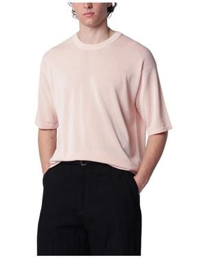 Roberto Collina Truien & Vesten ,Roze ,Katoen Girocollo Mc Comfy Fit