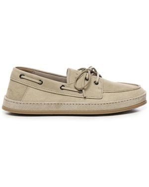 Hogan Wildleder flache schuhe schnürschlaufe, wildleder loafers mit logo-detail - Natur