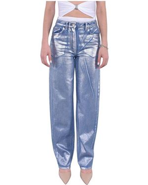 MVP WARDROBE Niedrig Sitzende Laminierte Denim-Boyfriend-Jeans - Blau