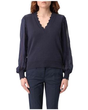 Twinset V-Neck Knitwear - Blu