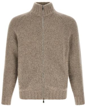 Brunello Cucinelli Truien & Vesten ,Kasjmier Hoge-Hals Ritssluiting Vest - Grijs