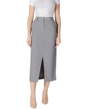 Ichi Elegante Midi Rok Met Voorsplit - Grijs