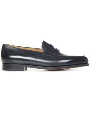 John Lobb Schoenen ,Zwart ,Leer Zwarte Loafer Schoenen Elegante Stijl - Blauw