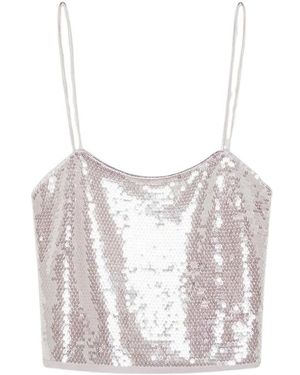 forte_forte Tops ,Grijs ,Tule Top Cropped - Wit