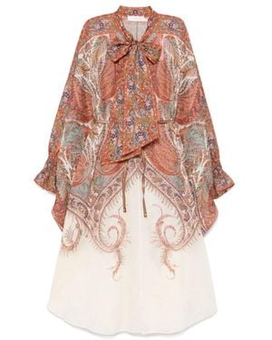 Zimmermann Bunte Kleid Mit Selbstbindendem Hals - Pink
