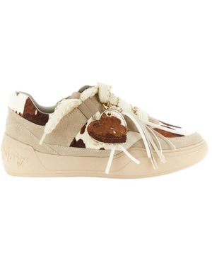 CafeNoir Schoenen ,Leer Platform Sneakers - Naturel