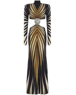 Roberto Cavalli Ray Of Print Cut Out Knit Dress - White