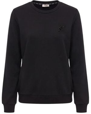 Liu Jo Hoodies & Sweatvesten ,Zwart ,Polyester Crew Neck Sweatshirt Tf 6206 J3958