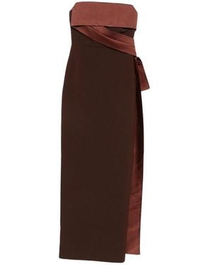 Roland Mouret Strapless Maxi Jurk Met Strikdetail - Bruin