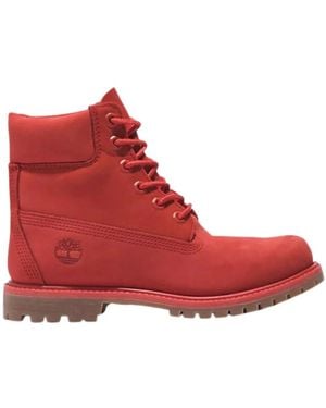 Timberland Bota de cuero impermeable y moderna - Rojo