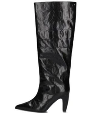 Bronx Schoenen ,Zwart ,Wol Low-Jadey Krokodillenprint Hoge Laarzen