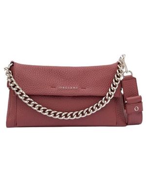 Orciani Weiche leder-schultertasche mit kette und riemen - Rot