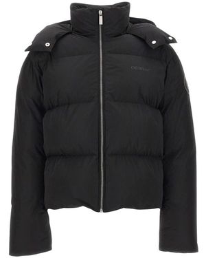Off-White c/o Virgil Abloh Jassen ,Zwart ,Cropped Pufferjack
