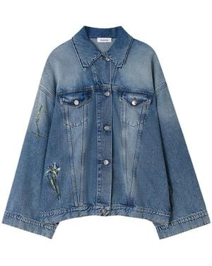 Rodebjer Bat Embroidery Denim Jacket - Blauw