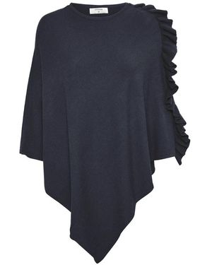 Cream Jassen ,Blauw ,Polyester Blauwe Poncho Met Ruchedetail