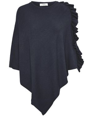 Cream Jassen ,Blauw ,Polyester Blauwe Poncho Met Ruchedetail