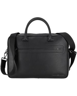Tommy Hilfiger Moderne Pu-Computertasche Mit Schultergurt - Schwarz