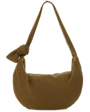 Alysi Tassen ,Groen ,Wol Tas Met Knoop - Metallic