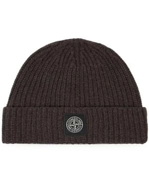 Stone Island Accessoires ,Groen ,Wol Ribbelmuts Van Wol - Zwart