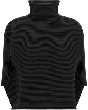 Issey Miyake Truien & Vesten ,Zwart ,Polyester Zig Zag Gebreide Top