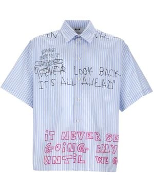MSGM Short Sleeve Shirts - Blu