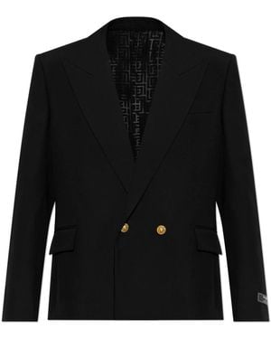 Balmain Double-Breasted Blazer Met Dubbele Split - Zwart