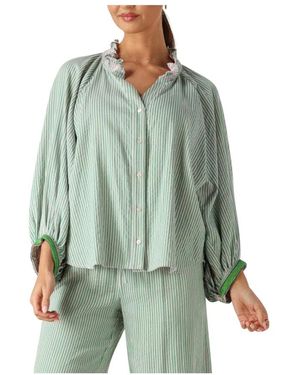Pom Overhemden ,Veelkleurig ,Katoen Blouse Seersucker - Groen