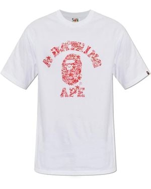 A Bathing Ape Tops ,Wit ,Katoen Bedruikt T-Shirt