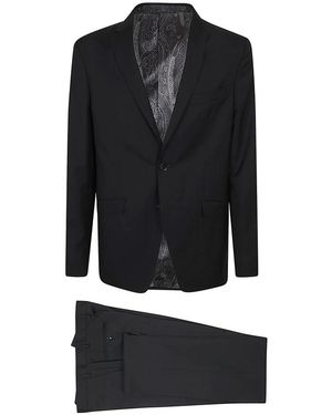 Etro Kostuums ,Zwart ,Wol Single-Breasted Virgin Wool Suit