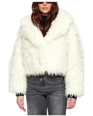 Michael Kors Jassen ,Polyester Cropped Faux Fur Jacket - Wit