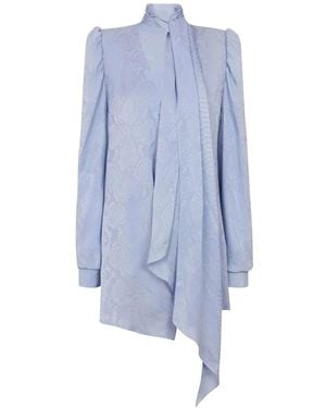 Balmain Kleedjes ,Blauw ,Leer Zijden Minijurk Met Slangenprint