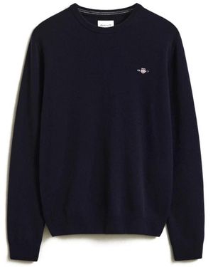 GANT Truien & Vesten ,Blauw ,Wol Lamswol Trui Met Ronde Hals