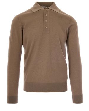 Paolo Pecora Tops ,Bruin ,Wol Polo Shirt