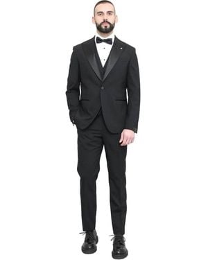 Manuel Ritz Single Breasted Suits - Black