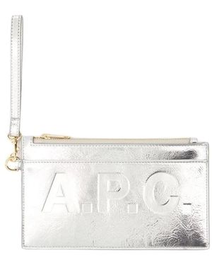 A.P.C. Tassen ,Grijs ,Katoen Market Clutch - Wit