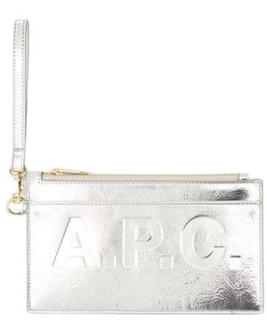 A.P.C. Tassen ,Grijs ,Katoen Market Clutch - Wit