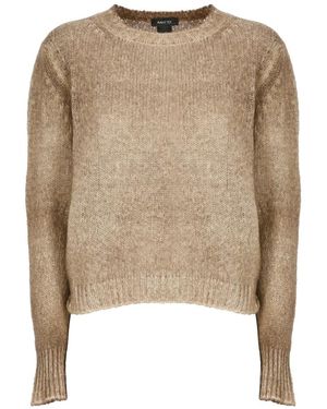 Avant Toi Truien & Vesten ,Bruin ,Kasjmier Trui Met Ronde Hals Van Kasjmier Met Geribbelde Boorden - Naturel