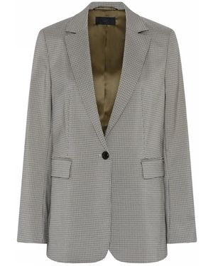 Cro Jassen ,Grijs ,Polyester Petit Check Blazer Met Lange Mouwen
