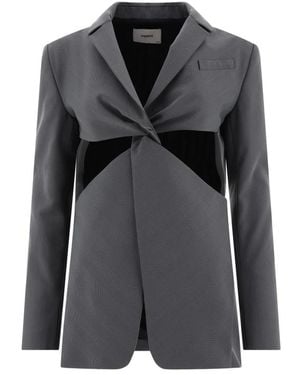 Coperni Grijze Twisted Cut-Out Tailored Jacket - Zwart